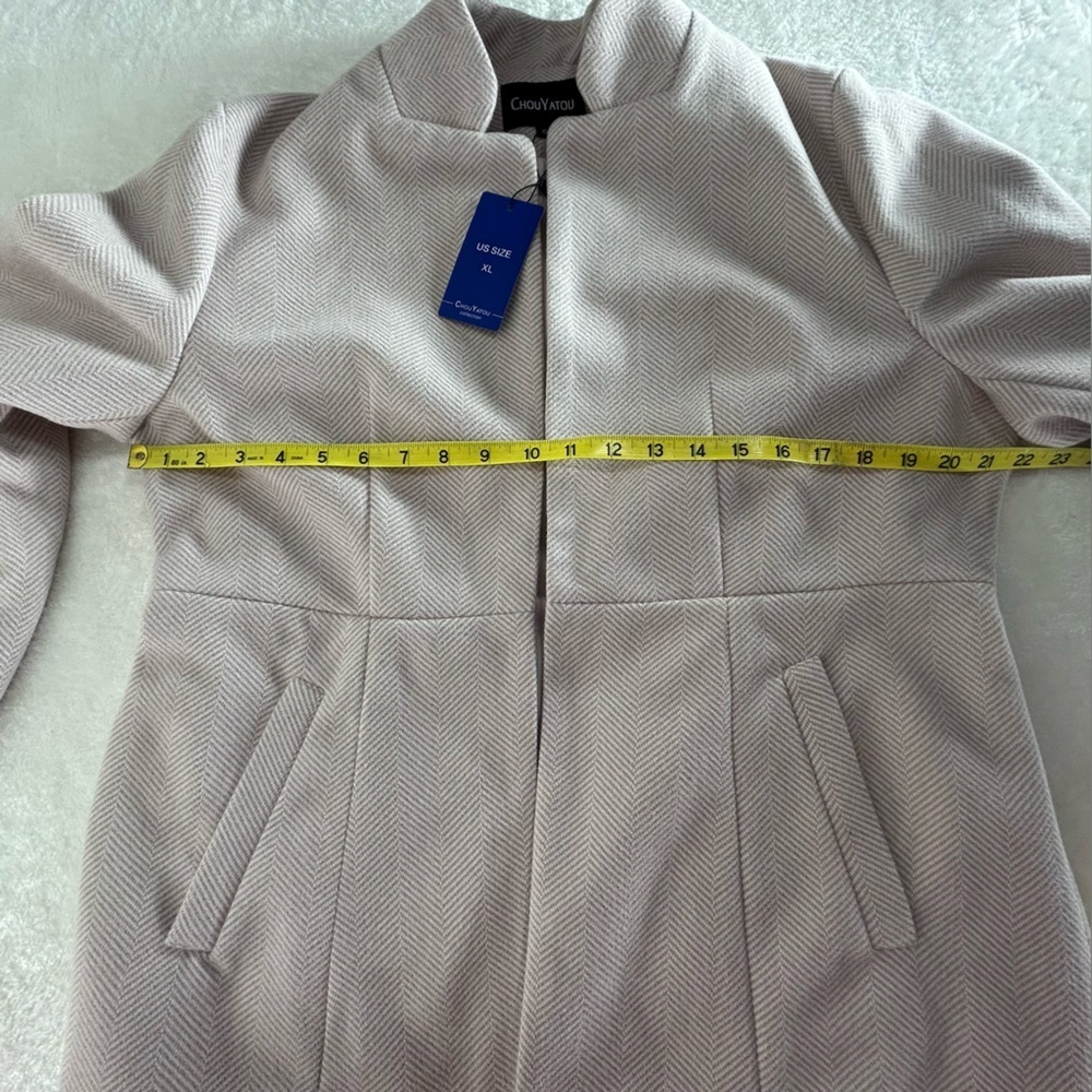 Chou Yatou Elegant Women's Herringbone Tan and Pale Pink and Jacket Size XL - Picture 9 of 14